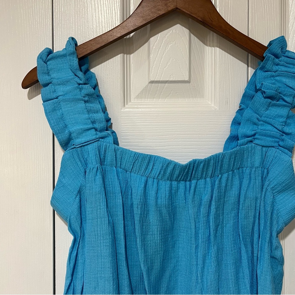 Womens Blue Ruffle Tank E&M - Picture 4 of 5